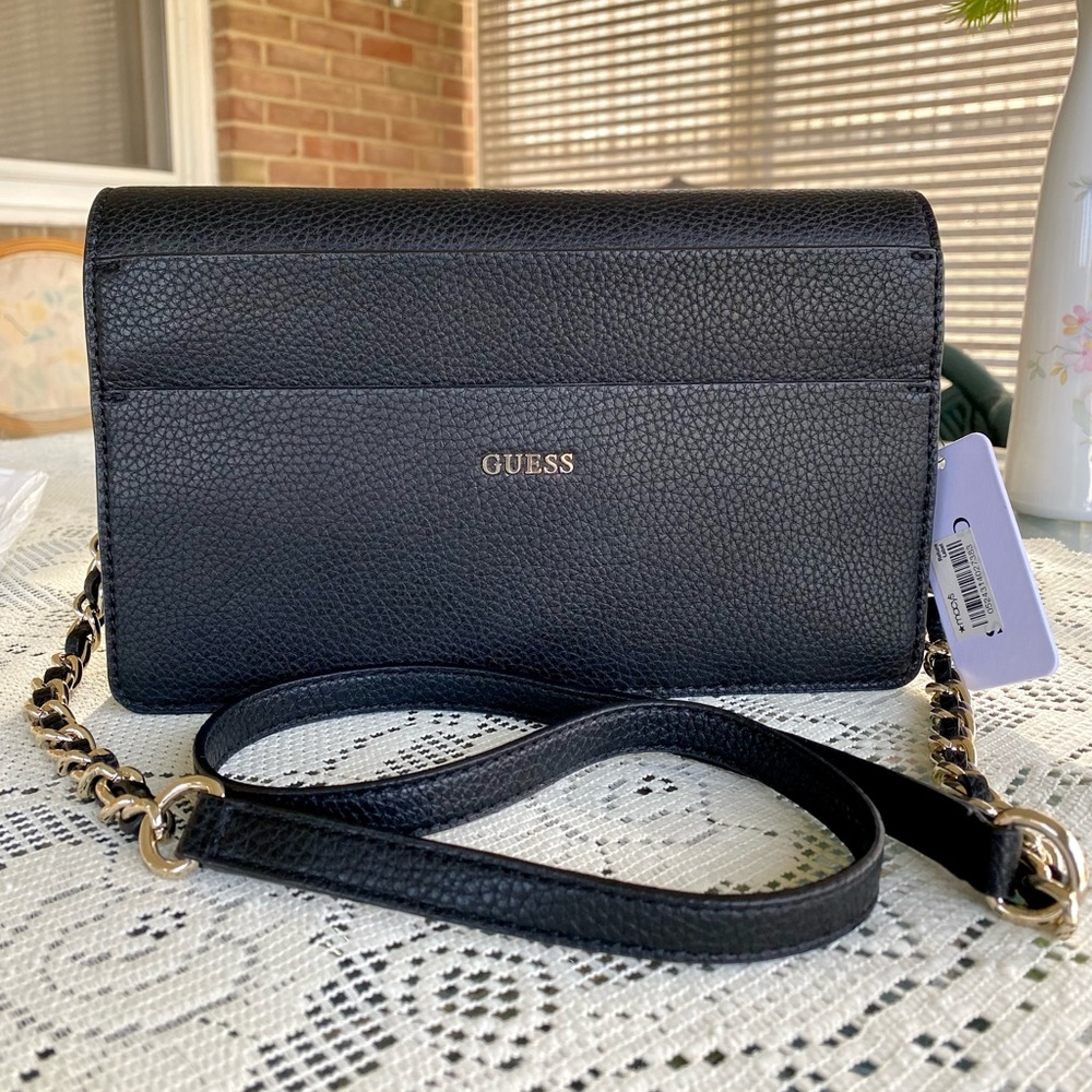 GUESS Katiana Flap Black Crossbody Bag
